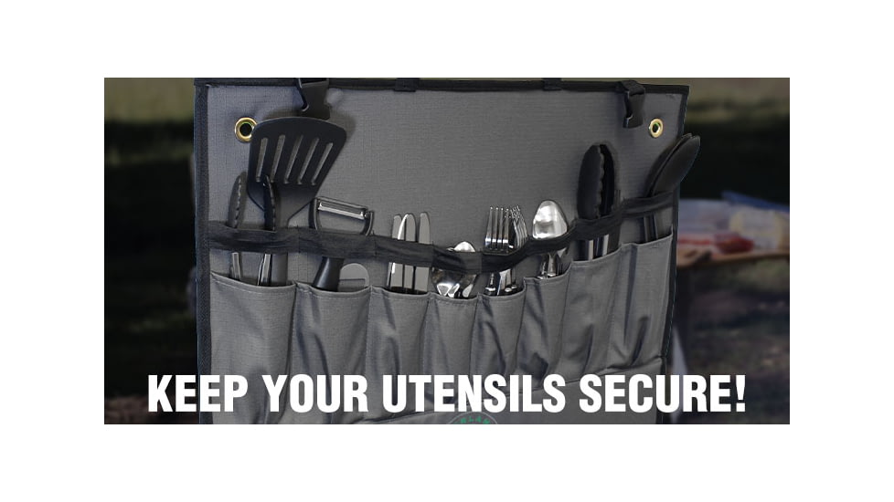 Overland Vehicle Systems Kitchen Kit - 24 Piece Cooking and Utensil Kit, Hanging Carrying Case, Grey, 21010505