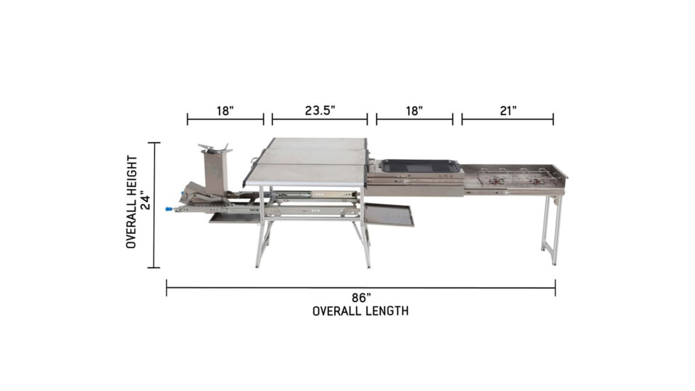 Overland Vehicle Systems Komodo Camp Kitchen, Dual Grill, Skillet, Folding Shelves, Rocket Tower, 30100001