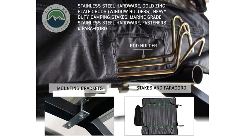 Overland Vehicle Systems Nomadic 2 Extended Roof Top Tent, 2 Person, Dark Gray/Green, 54 x 122 x 51 in, 18029936