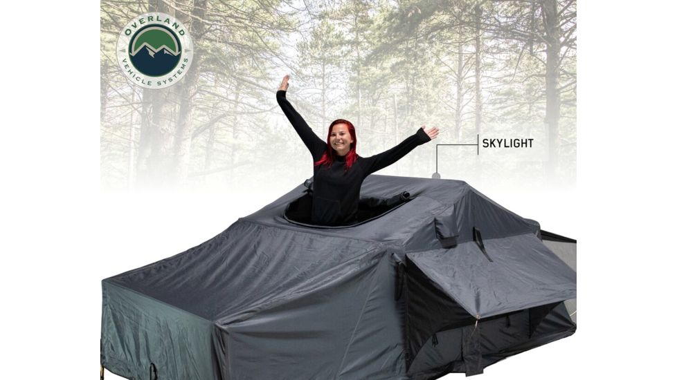 Overland Vehicle Systems Nomadic 2 Extended Roof Top Tent, 2 Person, Dark Gray/Green, 54 x 122 x 51 in, 18029936
