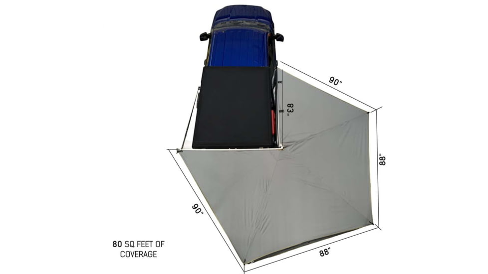 Overland Vehicle Systems Nomadic 270 LT Awning - Passenger Side - Dark Gray Cover With Black Cover Universal, 19569907