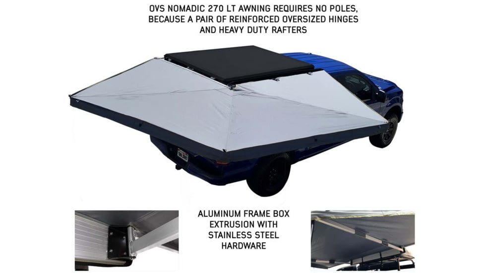 Overland Vehicle Systems Nomadic 270 LT Awning - Passenger Side - Dark Gray Cover With Black Cover Universal, 19569907