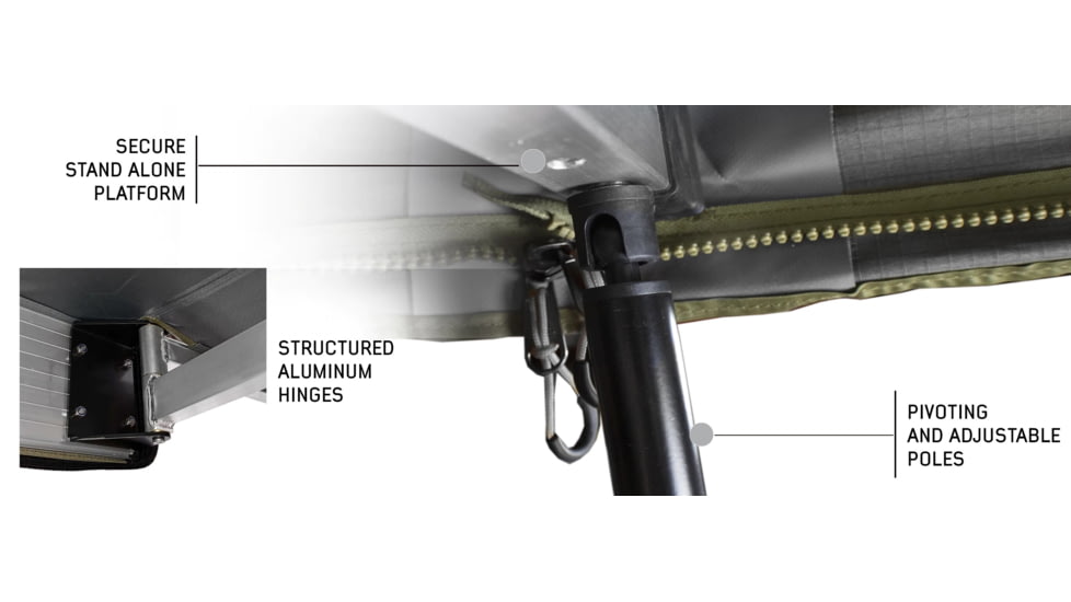 Overland Vehicle Systems Nomadic 270 LT Awning - Passenger Side - Dark Gray Cover With Black Cover Universal, 19569907