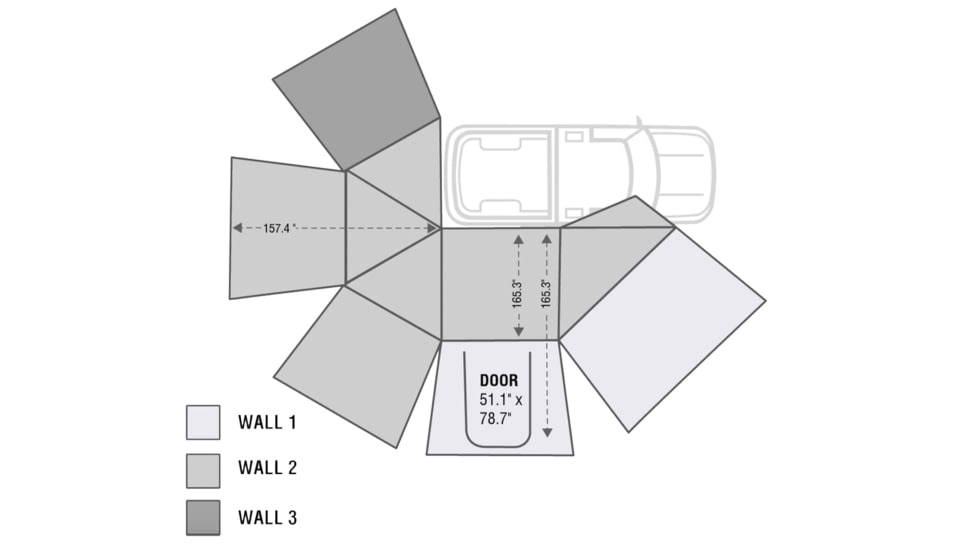 Overland Vehicle Systems Nomadic 270 Passenger Side Awning Wall 1, Dark Gray, 18129909