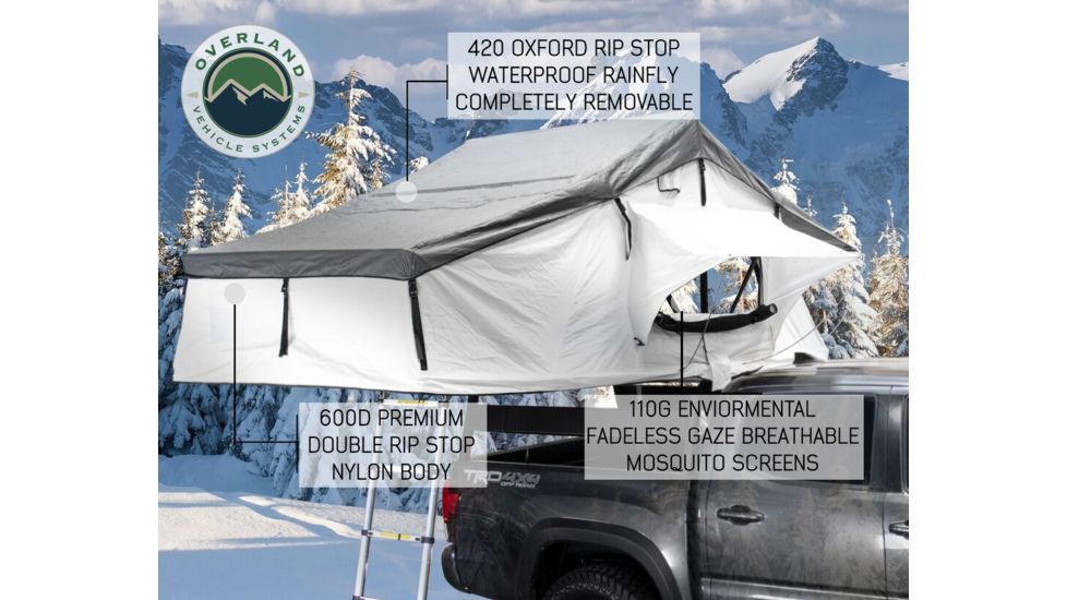 Overland Vehicle Systems Nomadic 3 Extended Roof Top Tent, 3 Person, White/Dark Gray, 63 x 122 x 51 in, 18039926