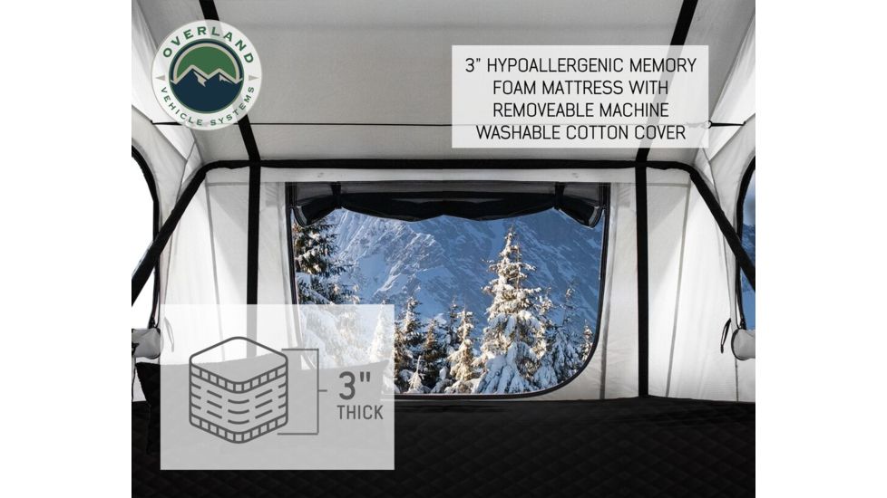 Overland Vehicle Systems Nomadic 3 Extended Roof Top Tent, 3 Person, White/Dark Gray, 63 x 122 x 51 in, 18039926