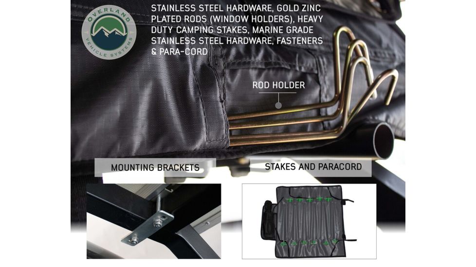 Overland Vehicle Systems Nomadic 3 Extended Roof Top Tent, 3 Person, White/Dark Gray, 63 x 122 x 51 in, 18039926