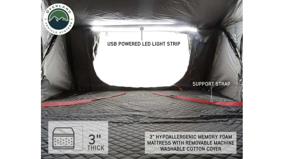 Overland Vehicle Systems Nomadic 4 Extended Roof Top Tent, 4 Person, w/ Annex Base, Dark Gray/Green, 75 x 122 x 51 in, 18141936