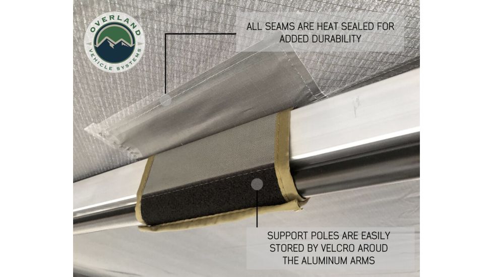 Overland Vehicle Systems Nomadic Awning 270 Cover, Passenger Side, Dark Gray/Black, 240 x 157 x 88.5 in, 19529907