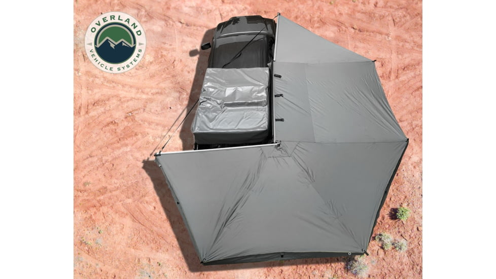 Overland Vehicle Systems Nomadic Awning 270 Degree and Wall 1, 2, &amp; 3, w/Mounting Brackets, Passenger Side, Dark Gray, 19549907
