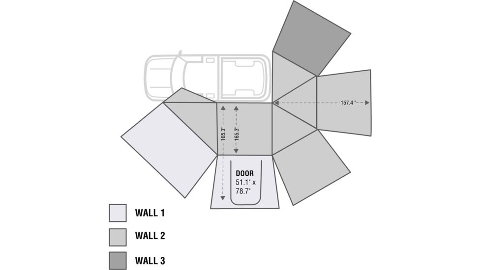 Overland Vehicle Systems Nomadic Awning 270 Side Wall 3, Driver Side, Dark Gray, 18119909