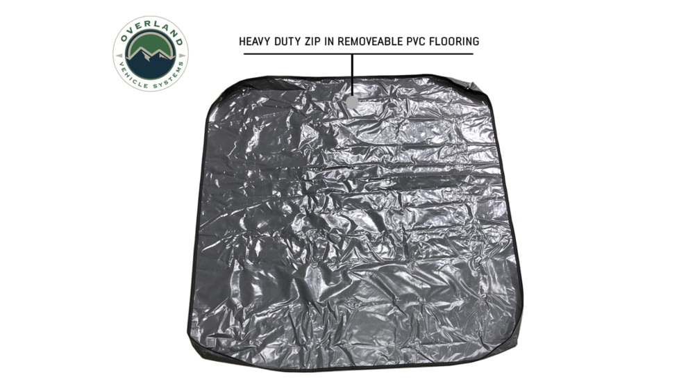 Overland Vehicle Systems Nomadic Extended 3 Person Roof Top Tent w/Annex, Rain Fly Black Cover Arctic, Dark Gray/White, 18031926