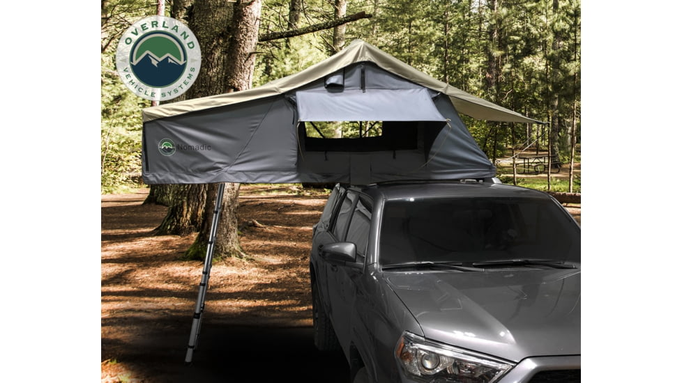 Overland Vehicle Systems Nomadic Extended Roof Top Tent, 2plus Person, With Annex, Dark Gray/Green, 18021936