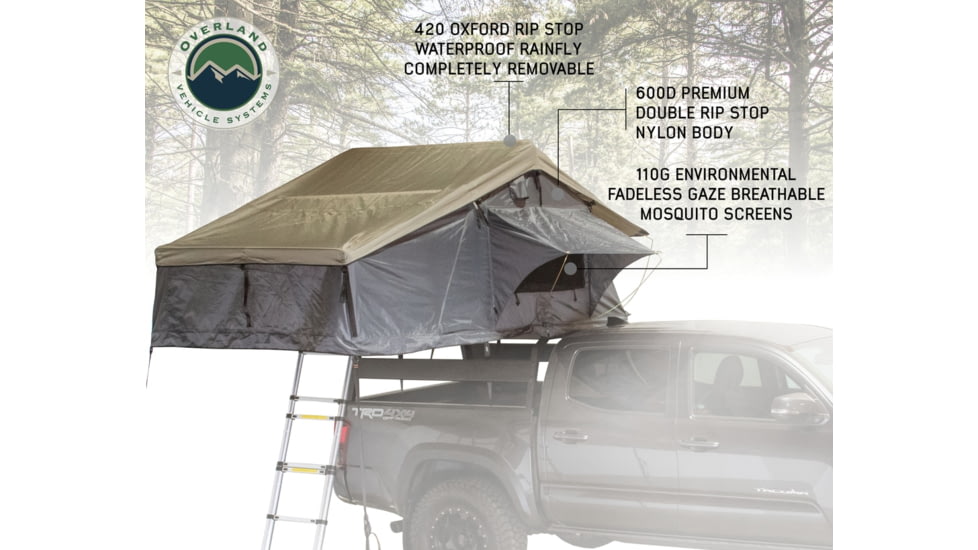 Overland Vehicle Systems Nomadic Extended Roof Top Tent, 2plus Person, With Annex, Dark Gray/Green, 18021936