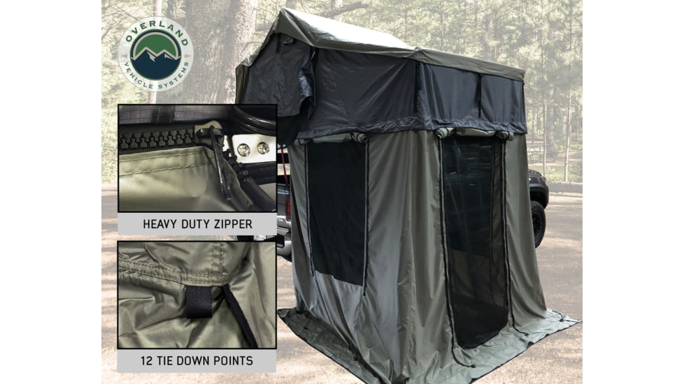 Overland Vehicle Systems Nomadic Extended Roof Top Tent, 2plus Person, With Annex, Dark Gray/Green, 18021936
