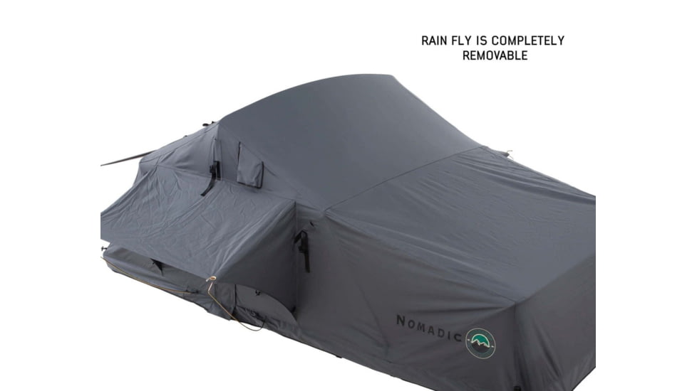 Overland Vehicle Systems Nomadic Extended Roof Top Tent w/ Green Rain Fly and Black Cover - 2+ Person, 4 Season, Dark Gray/Green, 18129936