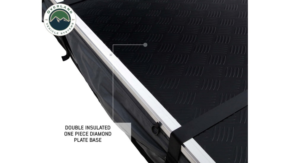 Overland Vehicle Systems Nomadic Extended Roof Top Tent w/ Green Rain Fly and Black Cover - 2+ Person, 4 Season, Dark Gray/Green, 18129936