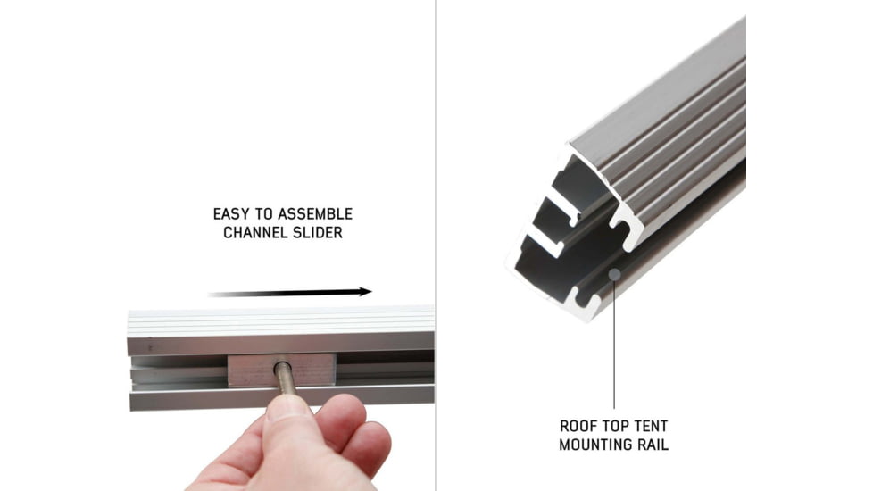 Overland Vehicle Systems Nomadic Extended Roof Top Tent w/ Green Rain Fly and Black Cover - 2+ Person, 4 Season, Dark Gray/Green, 18129936