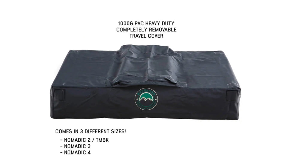 Overland Vehicle Systems Nomadic Extended Roof Top Tent w/ Green Rain Fly and Black Cover - 2+ Person, 4 Season, Dark Gray/Green, 18129936