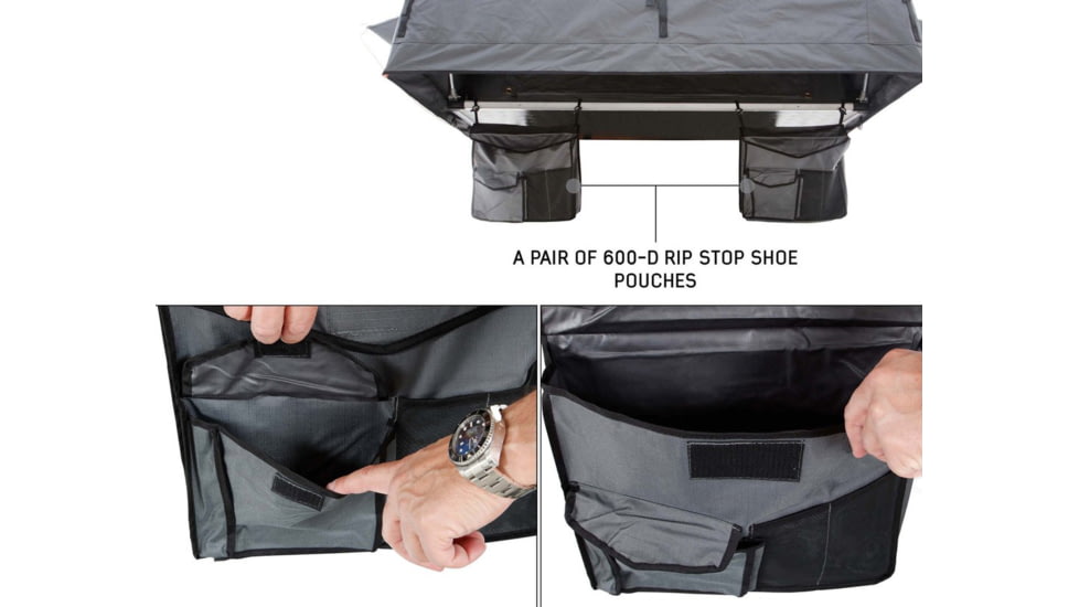 Overland Vehicle Systems Nomadic Extended Roof Top Tent w/ Green Rain Fly and Black Cover - 3+ Person, 4 Season, Dark Gray/Green, 18139936