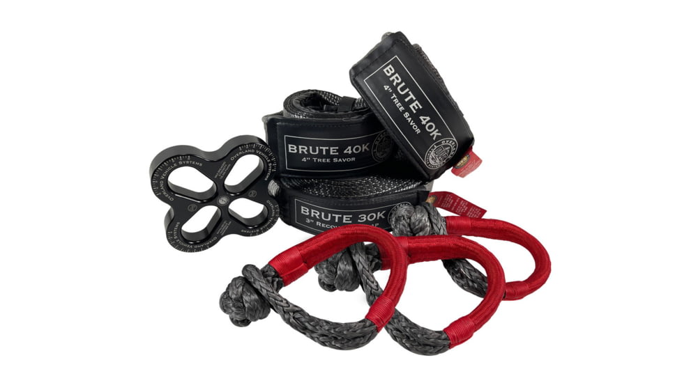 Overland Vehicle Systems R.D.L Recovery Distribution Link Winches Tree Saver w/ 5/8in Soft Shackles, and 30,000 Tow Strap Combo Kit, 19-5079