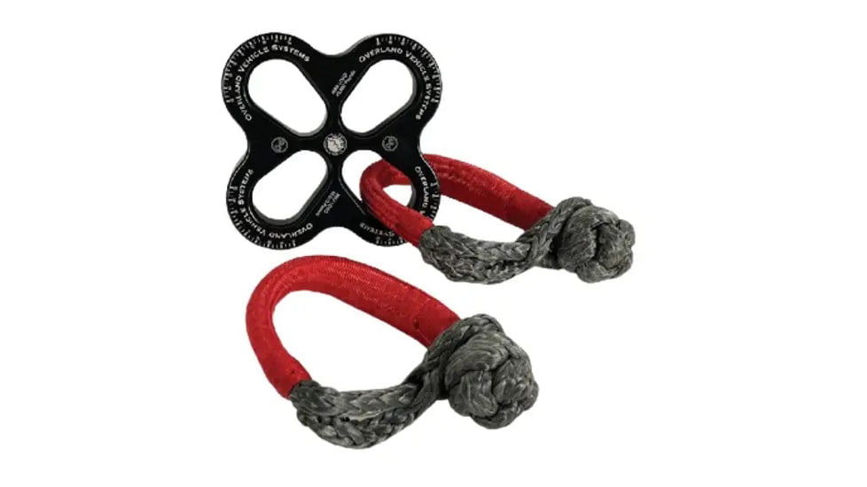 Overland Vehicle Systems R.D.L. Recovery Distribution Link Winches w/ 5/8in Soft Shackles, 45,000 lb, Black, 8 in, 19-7580