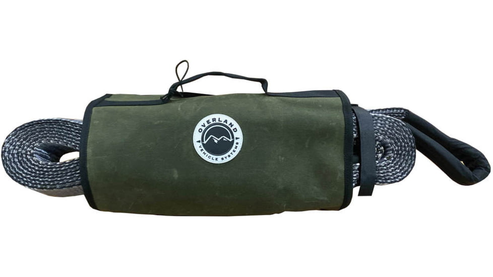 Overland Vehicle Systems Recovery Wrap Kit Including 20in Tow Strap, Pair of Black D-Rings, Snatch Block and Canvas Bag, 33-0501