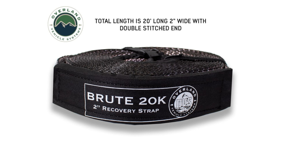 Overland Vehicle Systems Tow Strap, 20000 lbs, 2in x 30ft, Black, 19059916