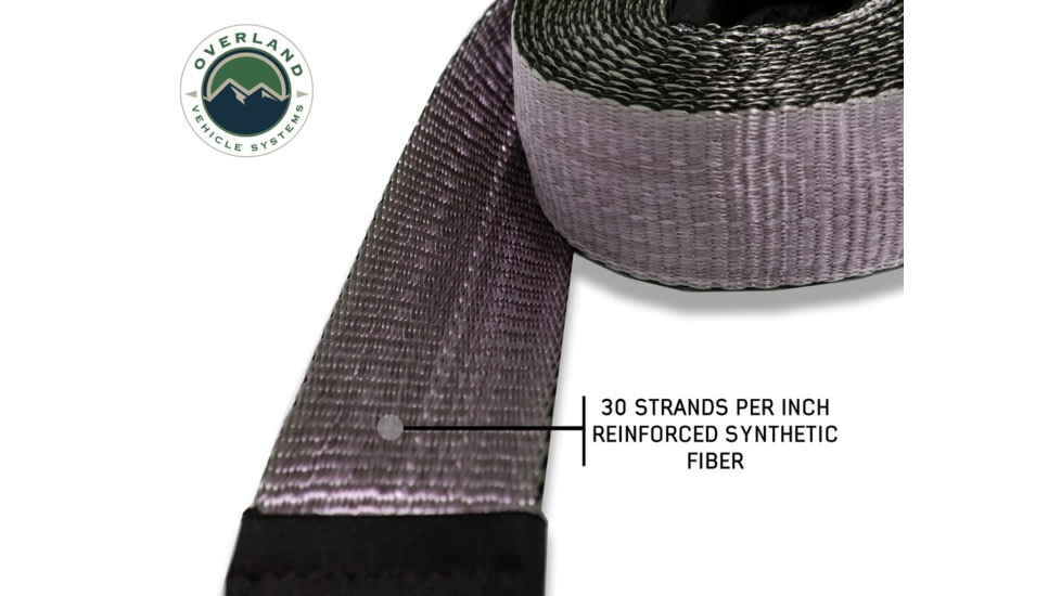 Overland Vehicle Systems Tow Strap, 20000 lbs, 2in x 30ft, Black, 19059916