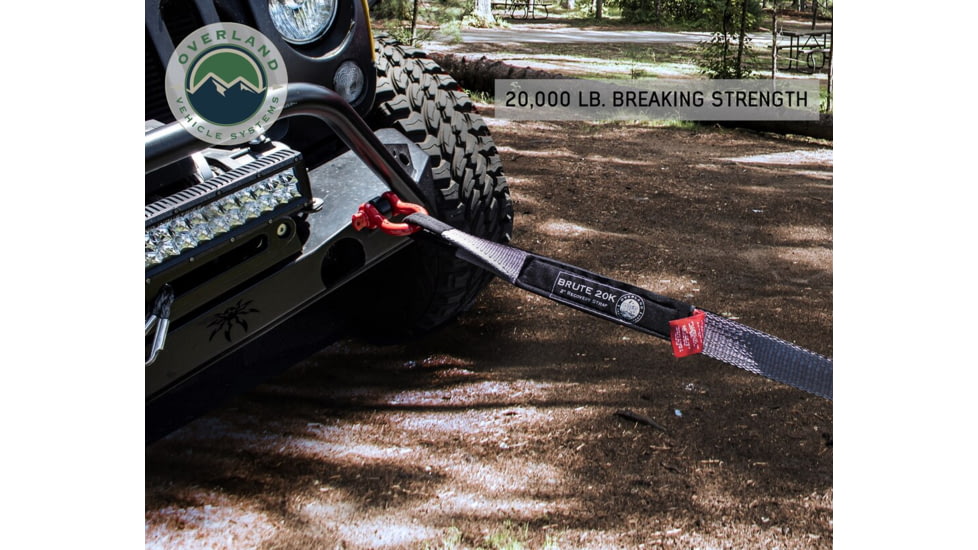 Overland Vehicle Systems Tow Strap, 20000 lbs, 2in x 30ft, Black, 19059916
