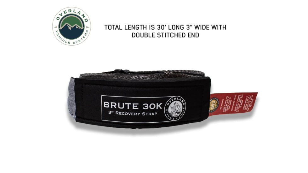 Overland Vehicle Systems Tow Strap, 30000 lbs, 3in x 30ft, Black, 19069916