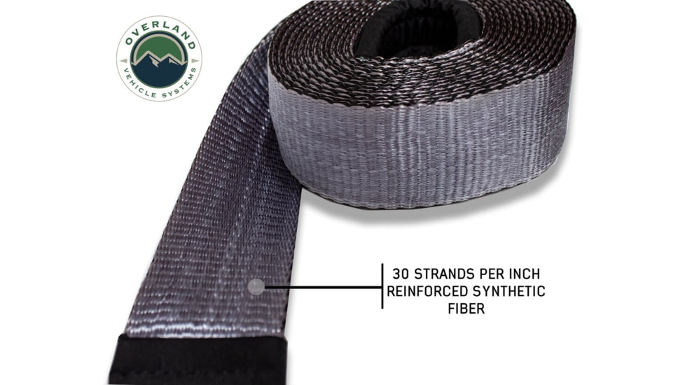 Overland Vehicle Systems Tow Strap, 30000 lbs, 3in x 30ft, Black, 19069916
