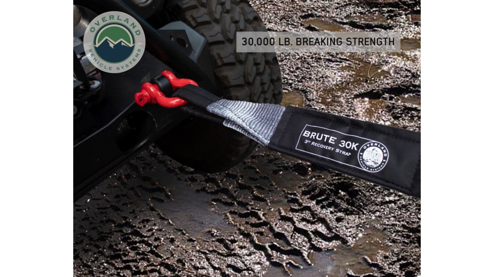 Overland Vehicle Systems Tow Strap, 30000 lbs, 3in x 30ft, Black, 19069916