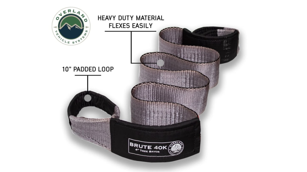 Overland Vehicle Systems Tow Strap, 40000 lbs, 4in x 8ft, Black, 19079916