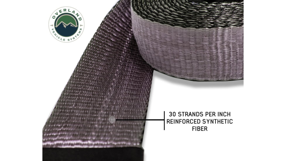 Overland Vehicle Systems Tow Strap, 40000 lbs, 4in x 8ft, Black, 19079916