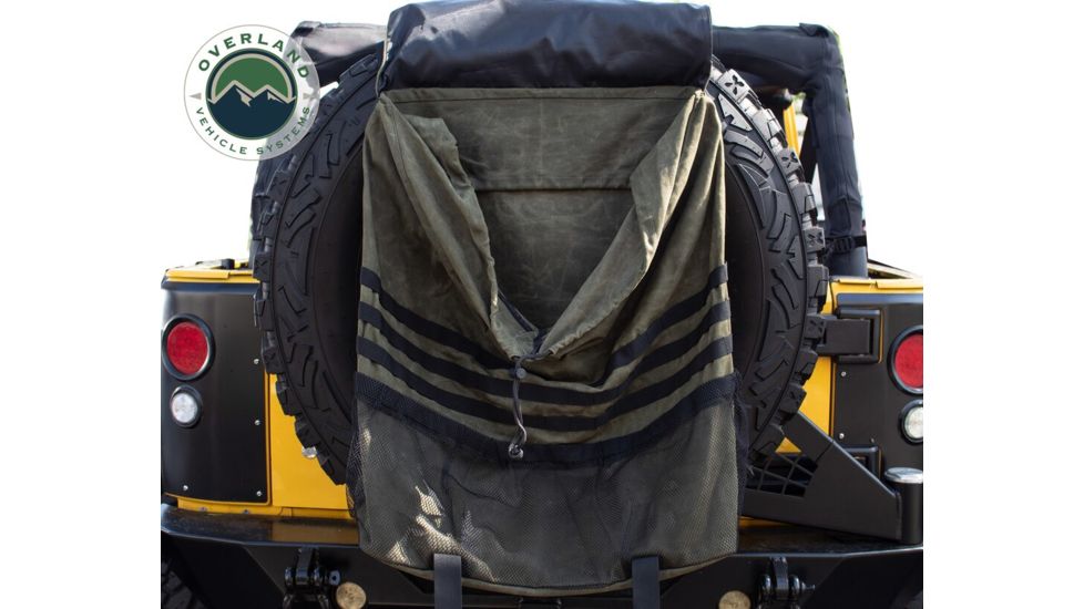 Overland Vehicle Systems Trash Bag, Tire Mount, #16 Waxed Canvas, Extra Large, 21099941