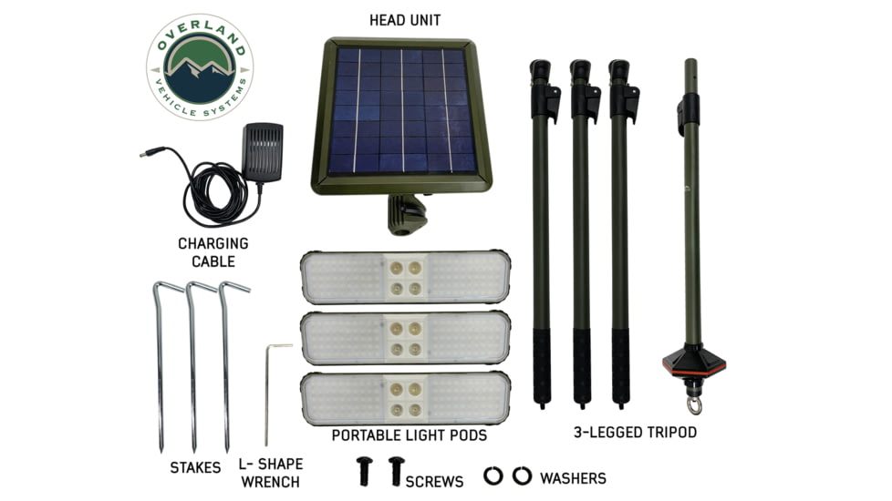 Overland Vehicle Systems Wild Land Camping Gear - Encounter Light With 3 Removeable Pods, Green, 15059901