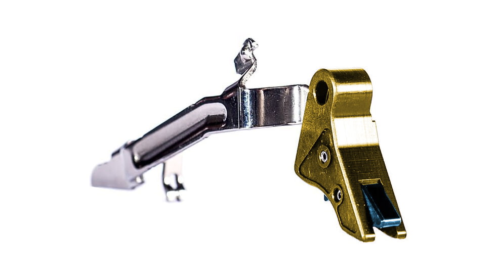 Overwatch Precision DAT Trigger for .45 ACP, 10mm Auto, Burned Gold Shoe/Midnight Blue Safety, 26253