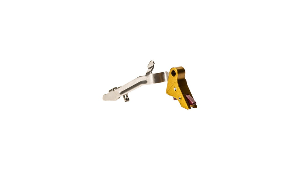 Overwatch Precision DAT Trigger for .45 ACP, 10mm Auto, Burned Gold Shoe/Black Cherry Safety, 26254