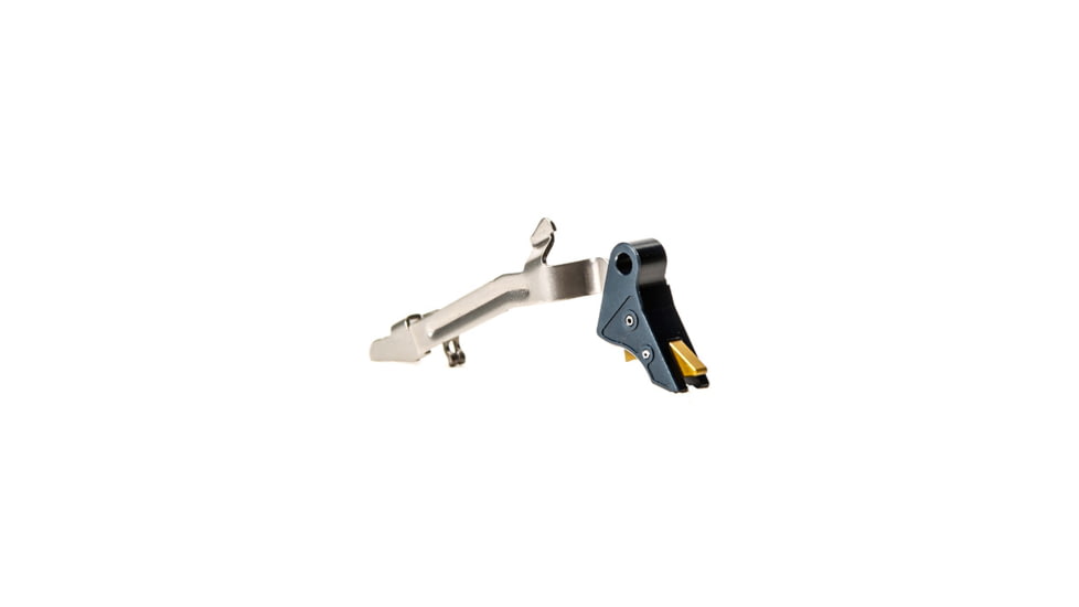 Overwatch Precision DAT Trigger for .45 ACP, 10mm Auto, Midnight Blue Shoe/Burned Gold Safety, 26235