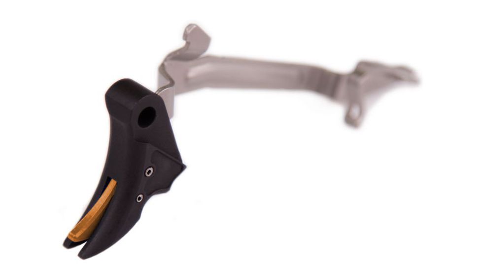 Overwatch Precision Falx Trigger for Glock 43/43X/48, Flat, Hard Coat Anodized, Black/Gold, 28525