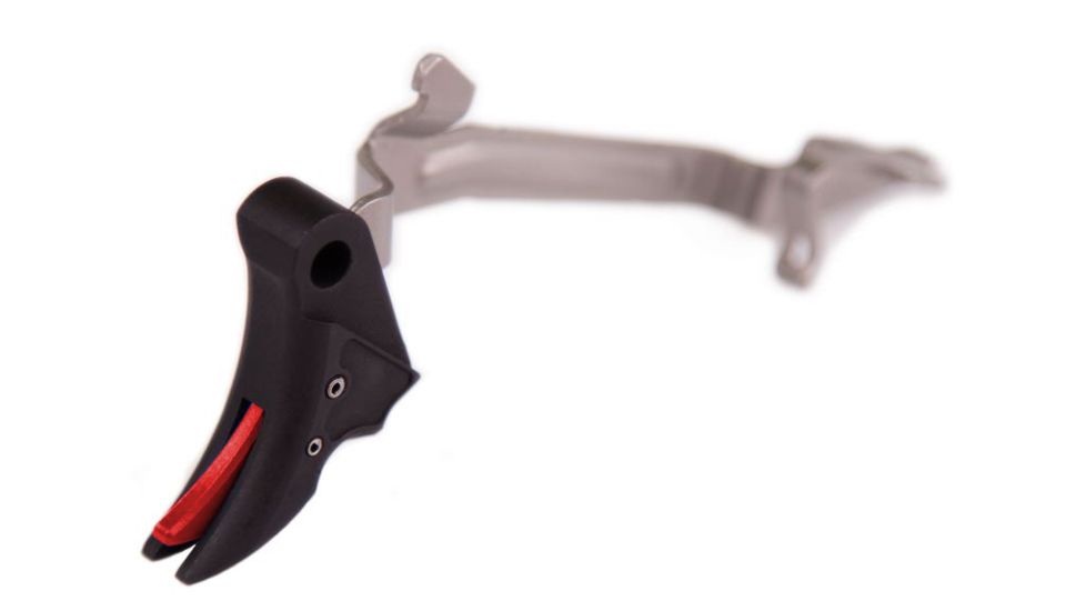 Overwatch Precision Falx Trigger for Glock 36, Flat, Hard Coat Anodized, Black/Red, 29526