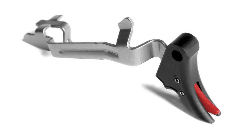 Overwatch Precision Falx Trigger for Glock 43/43X/48, Flat, Hard Coat Anodized, Black/Red, 28526