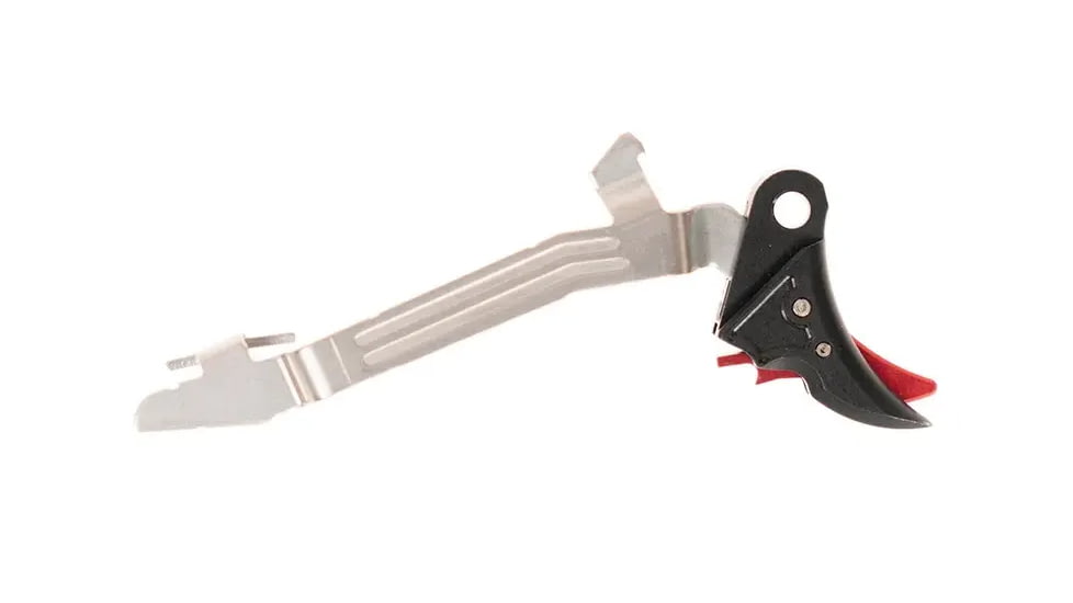 Overwatch Precision Falx Trigger for Glock 19X, Flat, Hard Coat Anodized, Black/Red, 25726