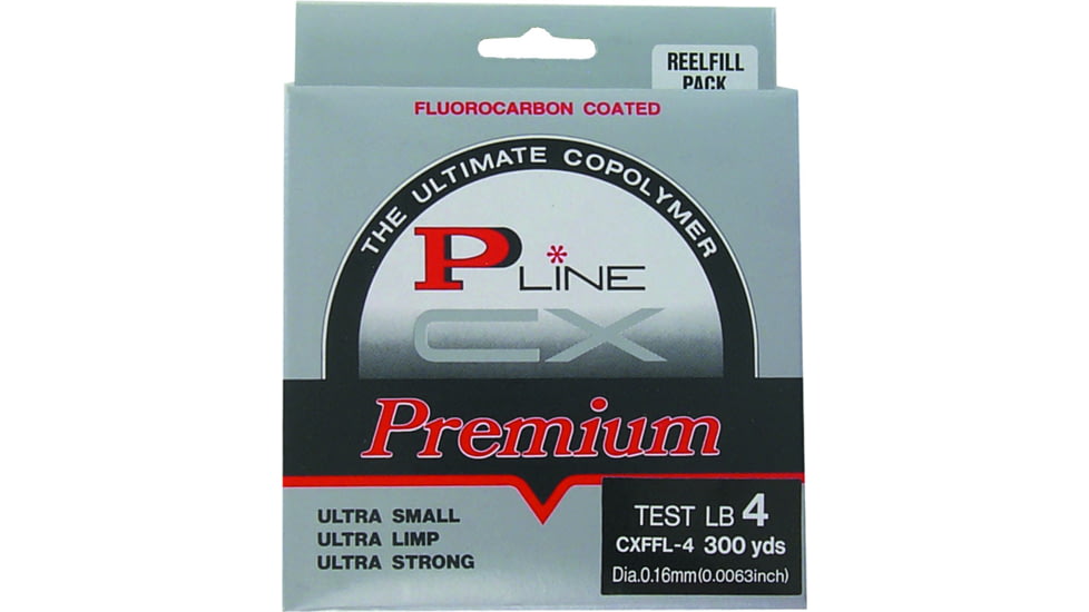 P-Line Cx Premium Fluorocarbon-Coated Mono Filler Spool, Clear Fluorescent, 4lb 300Yd, CXFFL-4