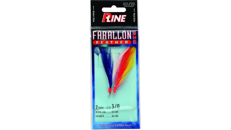 P-Line Farallon Feather 2 Hooks, Mix, Size 3/0, FF-3/0-MIX