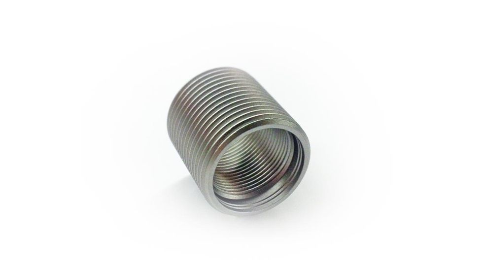 Precision Armament M4 Shoulderless Thread Adaptor, 1/2-28 to 5/8-24, Matte Stainless A02410