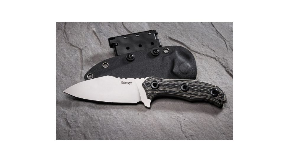 Pachmayr Dominator Fixed Blade Knife w/ Kydex Sheath, D2 Steel Full Ground Blade, G10 Handle, Grey/Black, 04298