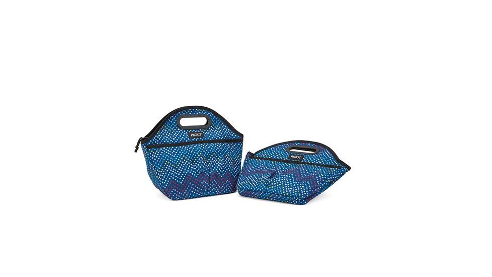 Packit Traveler Lunch Bag, Dottie Chevron, Blue Multi, PKT-20675