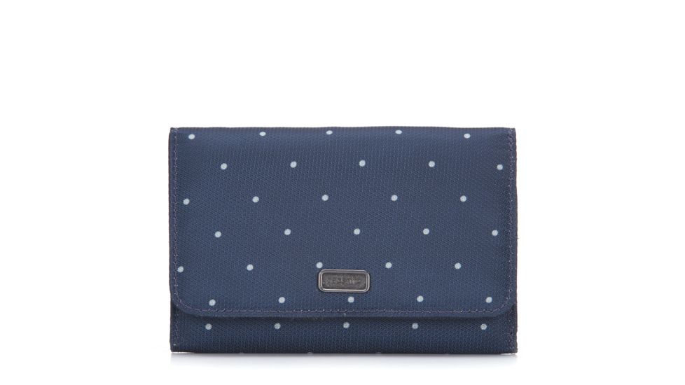 Pacsafe Daysafe Trifold Women's Wallet, Navy Polka Dot 20525625